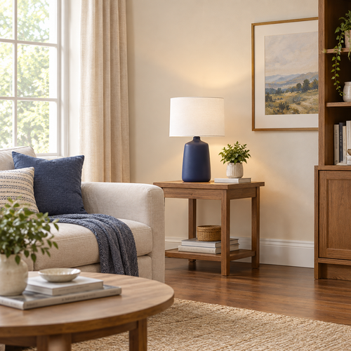 Elio Ceramic Table Lamp with Linen Shade